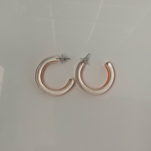 NY&Co Women's Large Resin Hoop Earrings Orange - Picture 6 of 7